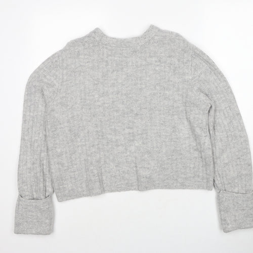 Divided by H&M Womens Grey Round Neck Acrylic Pullover Jumper Size L