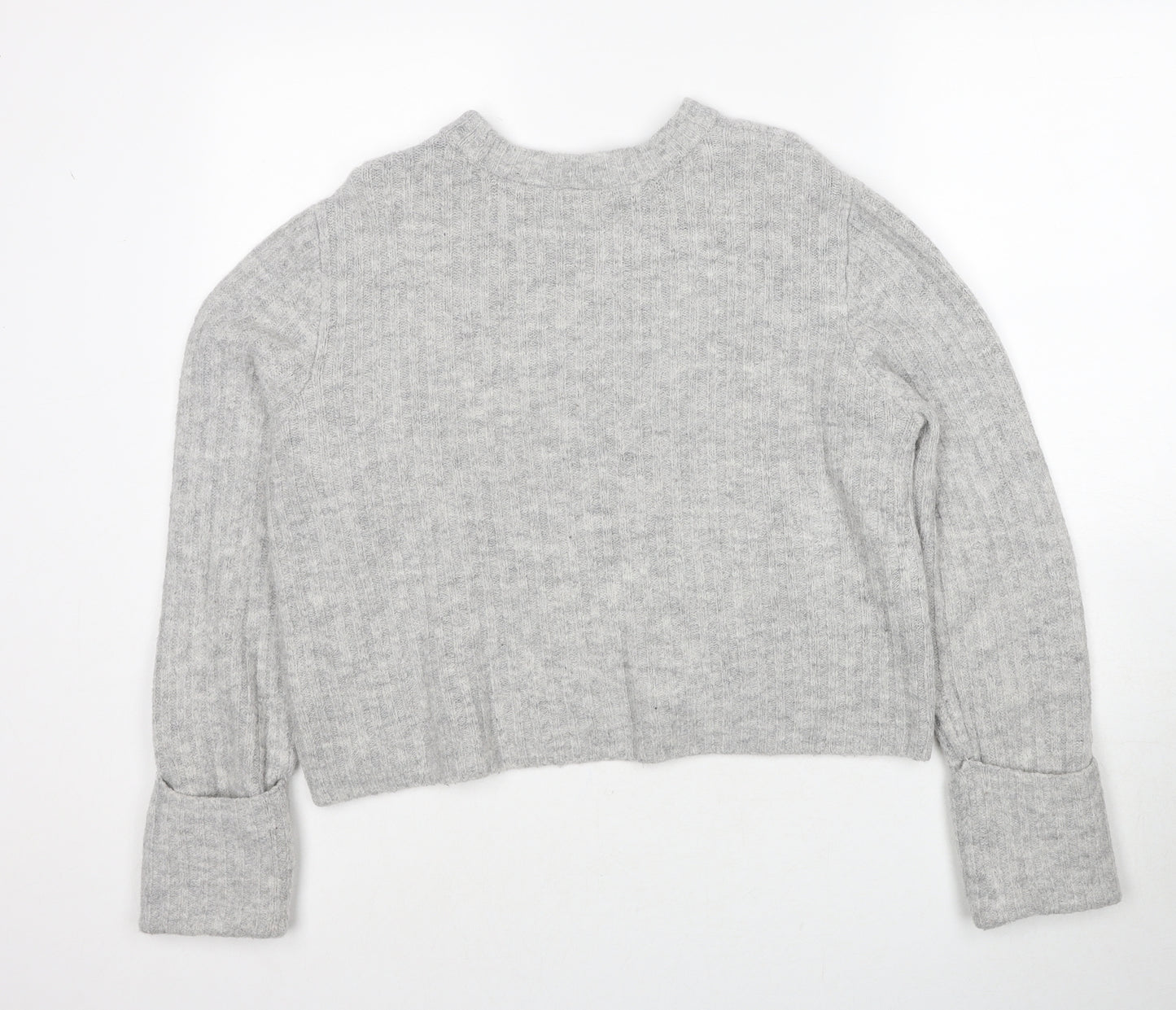 Divided by H&M Womens Grey Round Neck Acrylic Pullover Jumper Size L