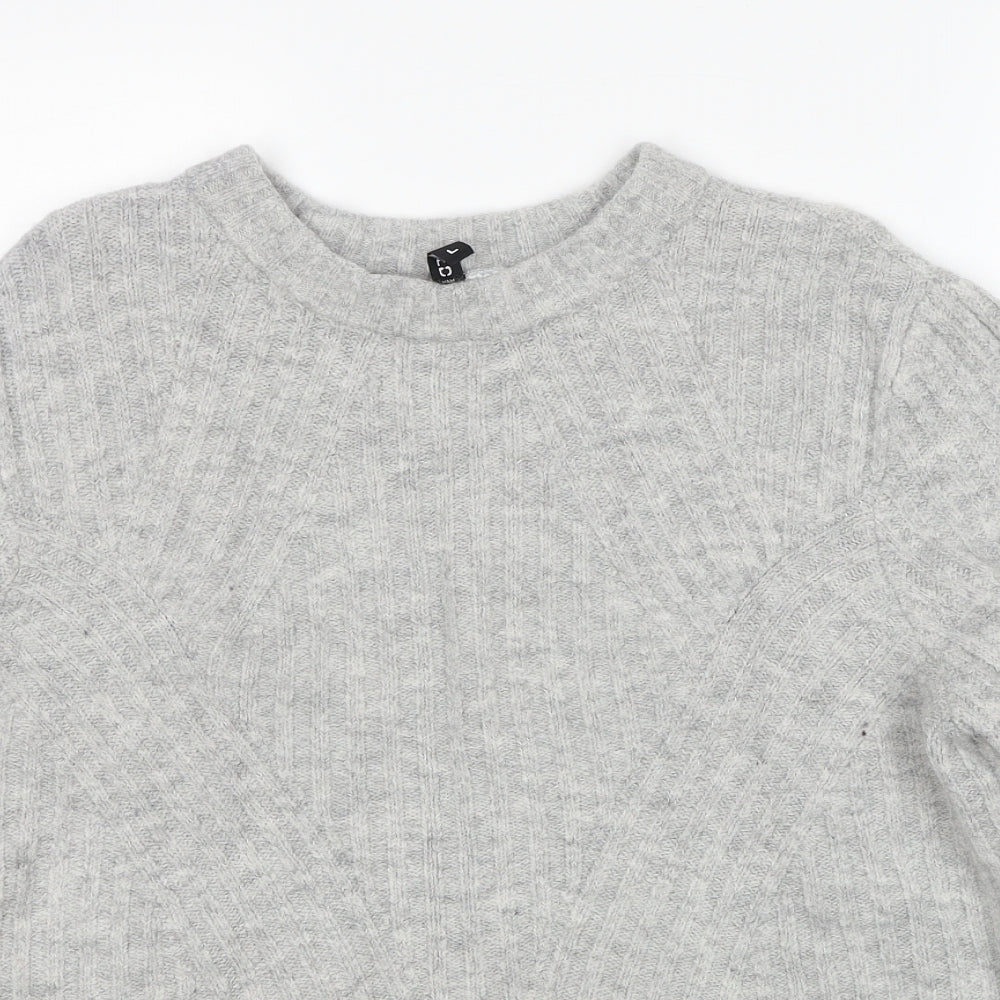 Divided by H&M Womens Grey Round Neck Acrylic Pullover Jumper Size L