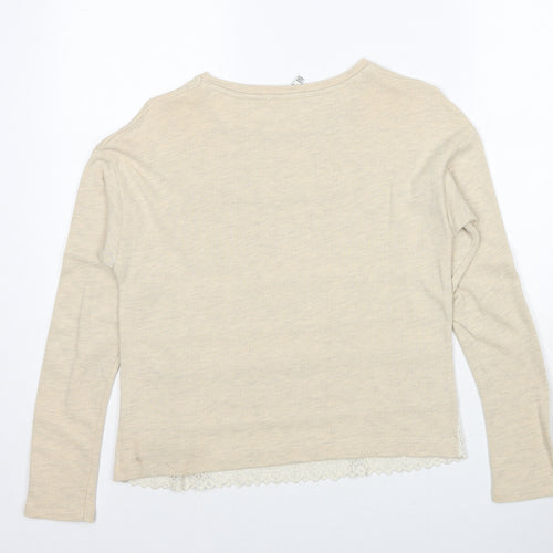Stradivarius Womens Beige Round Neck Polyester Pullover Jumper Size XS