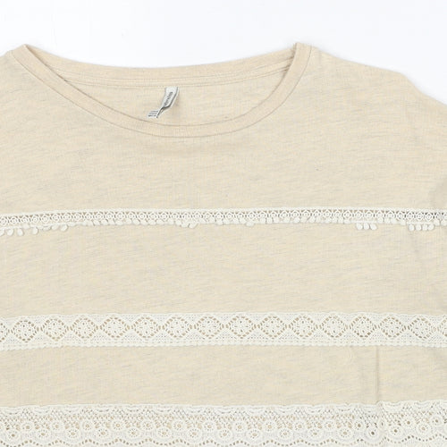 Stradivarius Womens Beige Round Neck Polyester Pullover Jumper Size XS