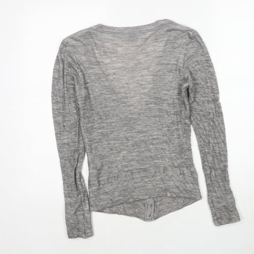 Formes Womens Grey V-Neck Cotton Cardigan Jumper Size S - Label size 1