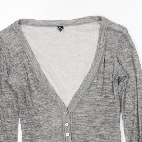 Formes Womens Grey V-Neck Cotton Cardigan Jumper Size S - Label size 1
