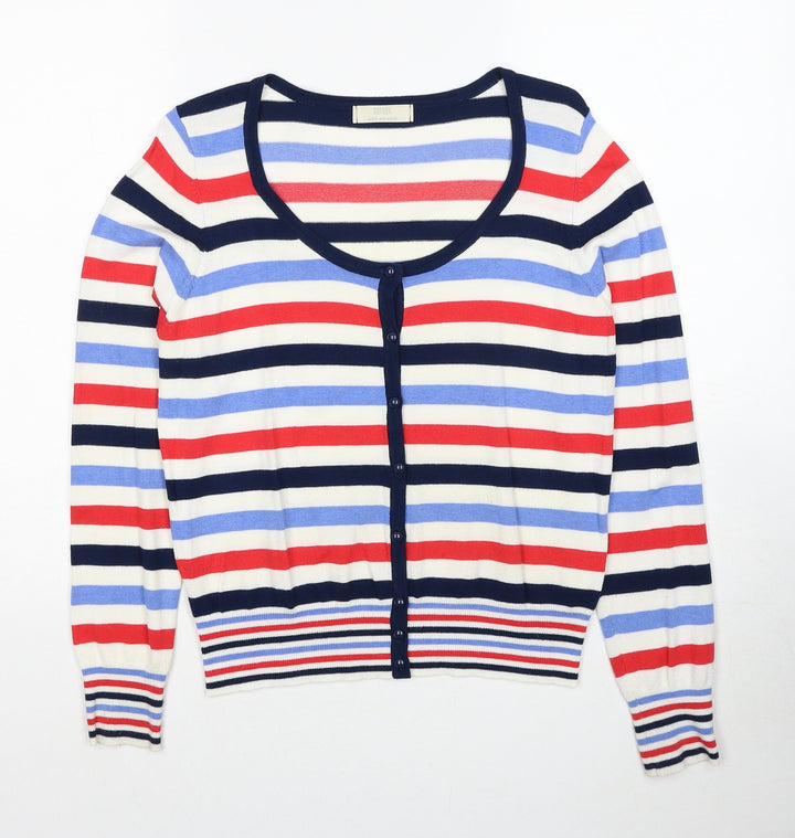 Marks and Spencer Womens Multicoloured Scoop Neck Striped Viscose Cardigan Jumper Size 12