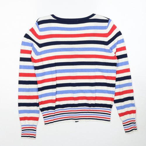 Marks and Spencer Womens Multicoloured Scoop Neck Striped Viscose Cardigan Jumper Size 12