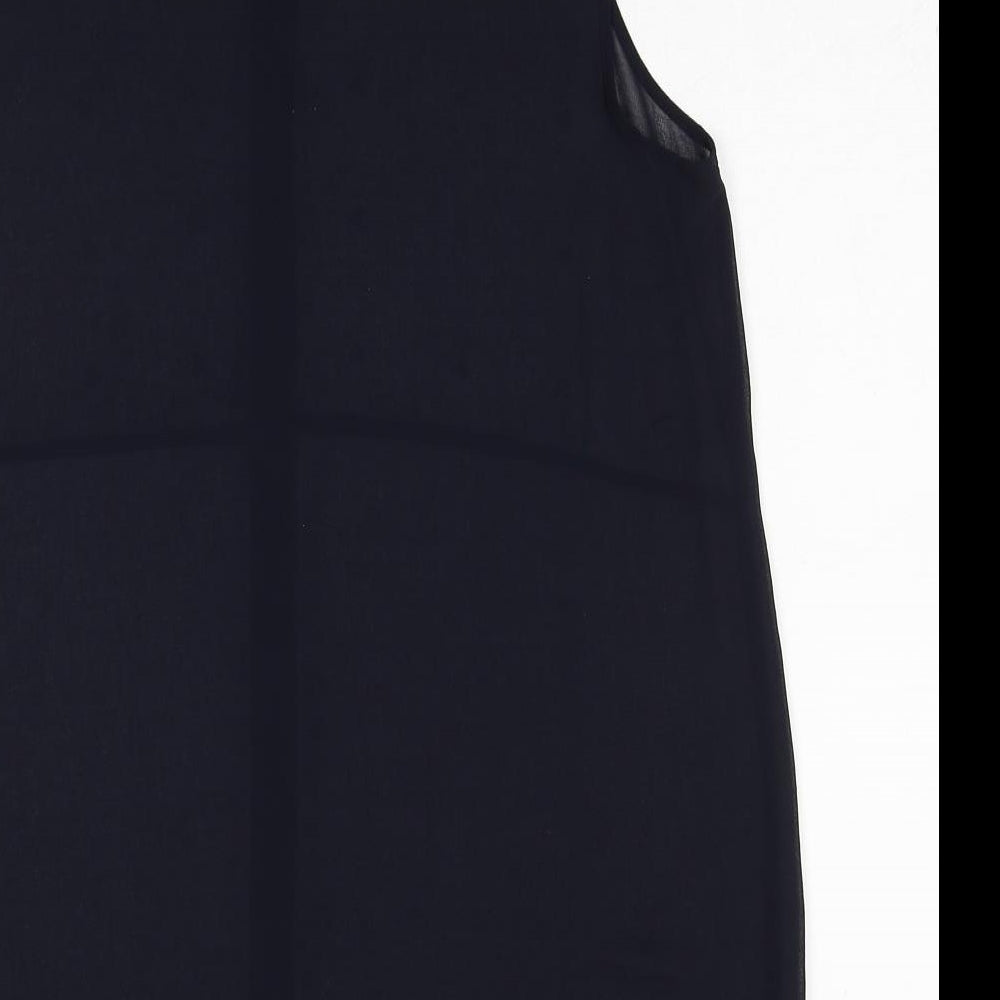 NEXT Womens Black Polyester Basic Button-Up Size 14 Round Neck