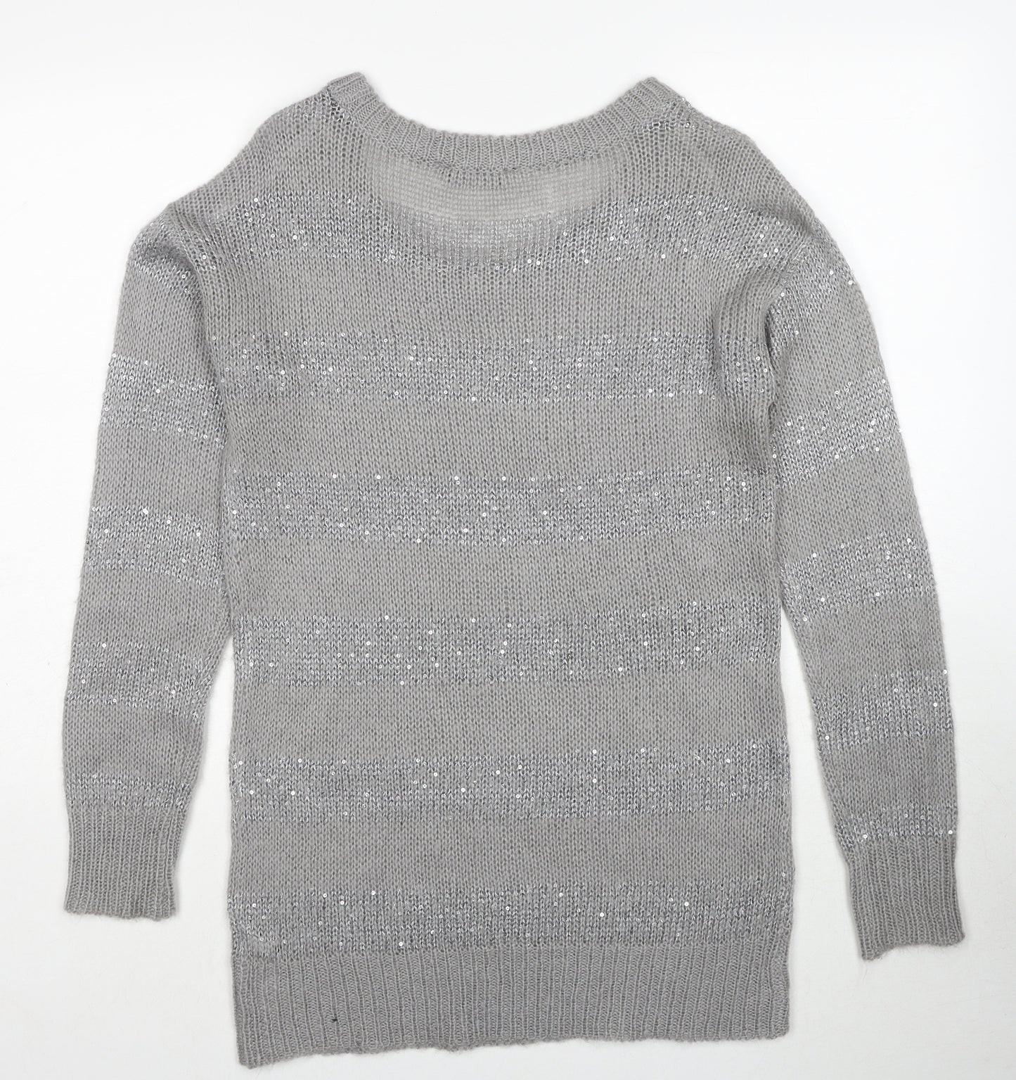 Dorothy Perkins Womens Grey Round Neck Acrylic Pullover Jumper Size 10