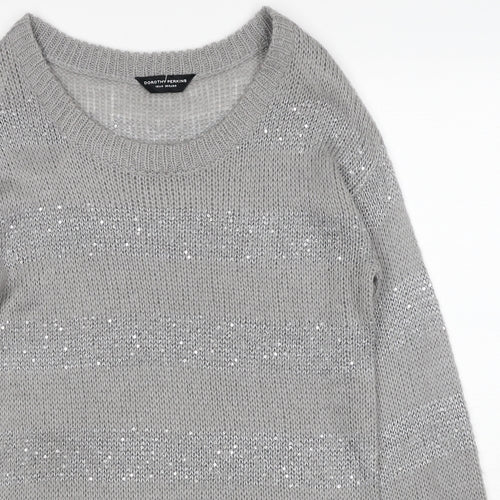 Dorothy Perkins Womens Grey Round Neck Acrylic Pullover Jumper Size 10