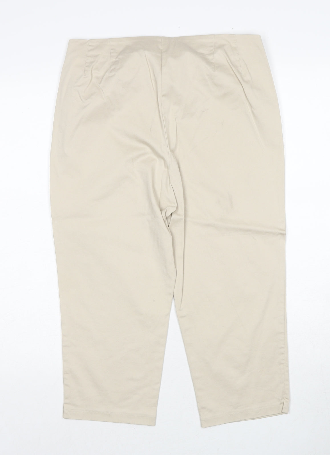 Marks and Spencer Womens Beige Cotton Trousers Size 12 Regular Zip