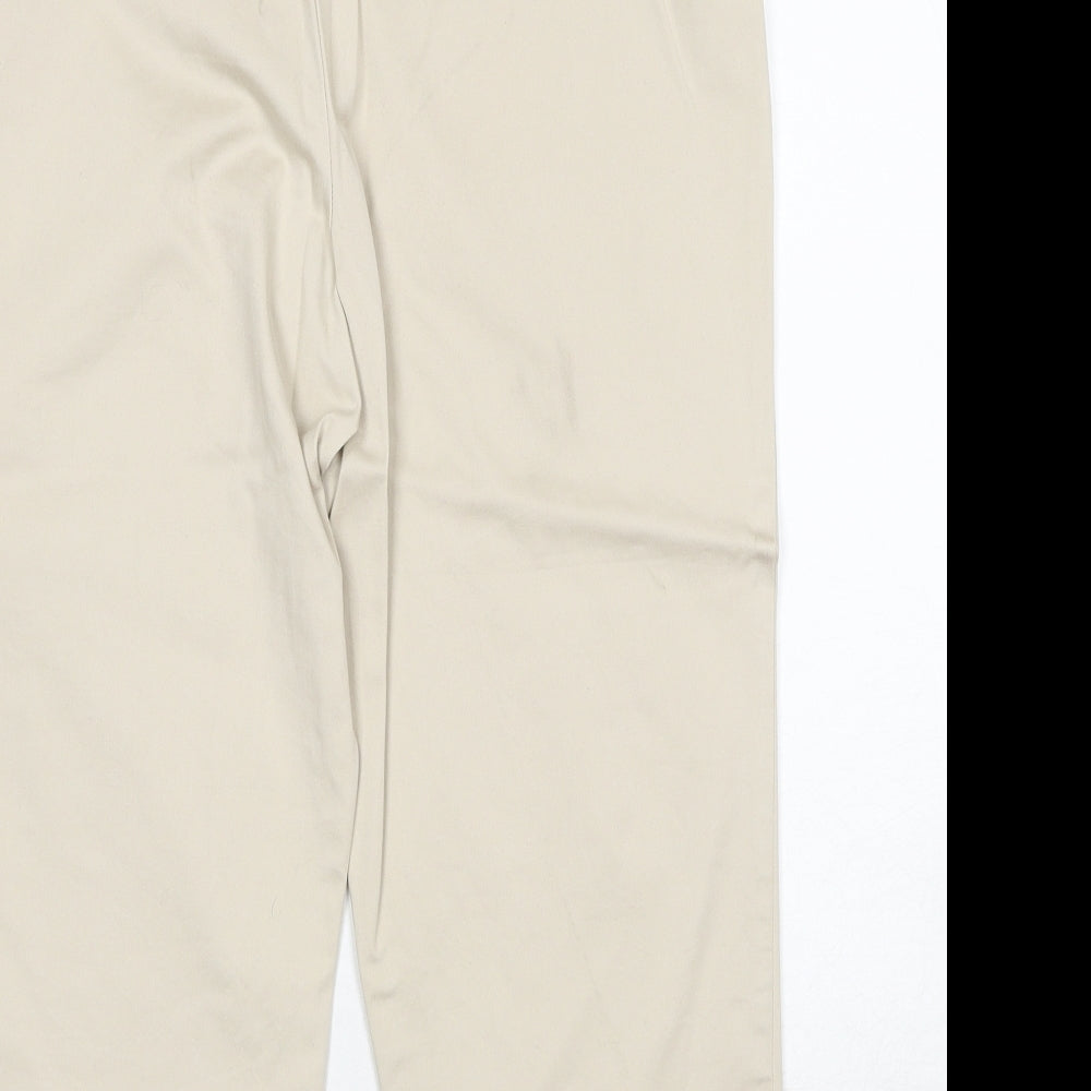 Marks and Spencer Womens Beige Cotton Trousers Size 12 Regular Zip