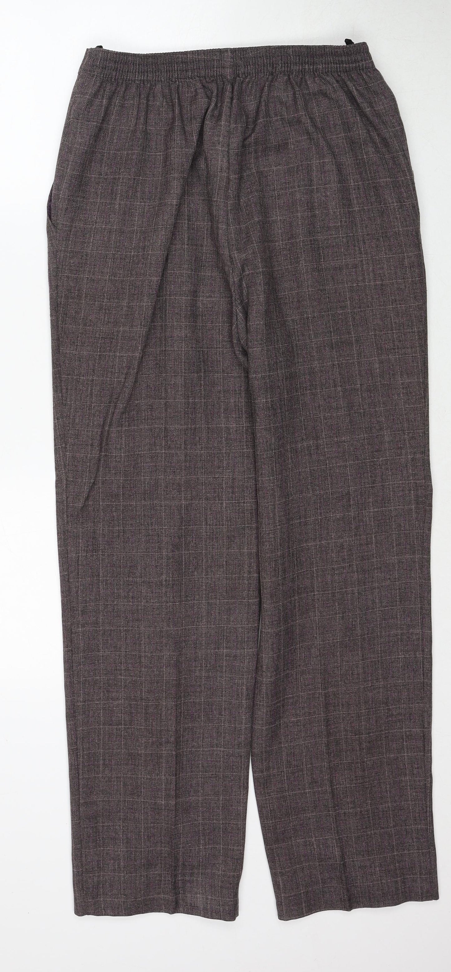 Marks and Spencer Womens Brown Check Polyester Dress Pants Trousers Size 12 Regular