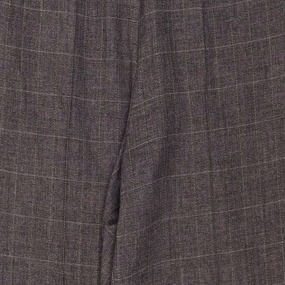 Marks and Spencer Womens Brown Check Polyester Dress Pants Trousers Size 12 Regular