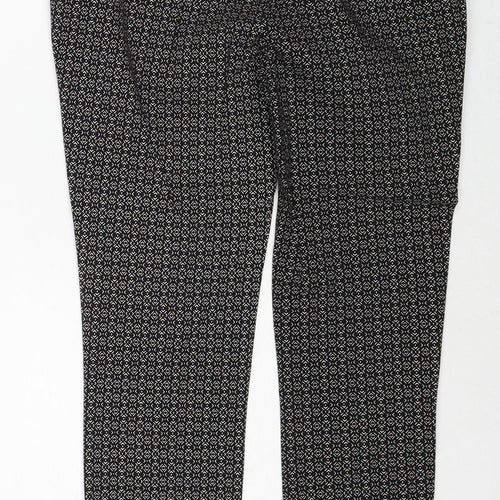 New Look Womens Black Geometric Viscose Trousers Size 8 Regular Zip