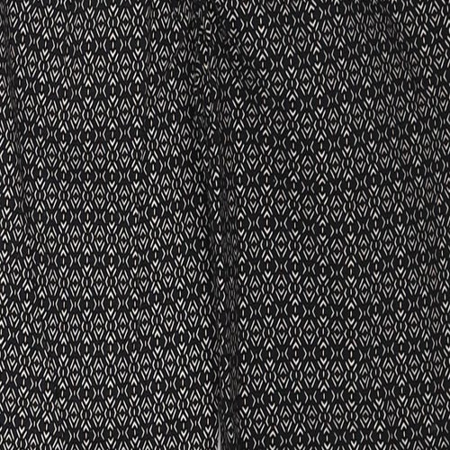 New Look Womens Black Geometric Viscose Trousers Size 8 Regular Zip