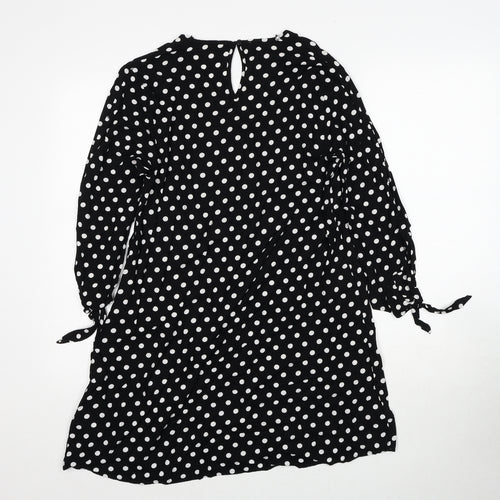 Papaya Womens Black Polka Dot Viscose A-Line Size 10 V-Neck Pullover