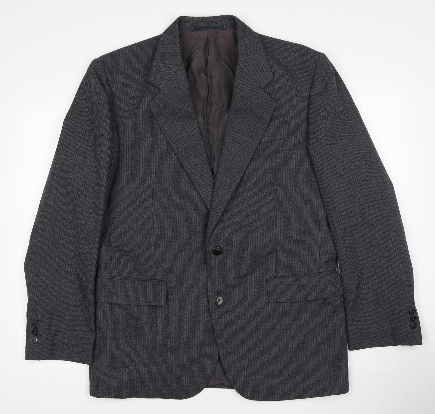 Preworn Mens Grey Polyester Jacket Suit Jacket Size 42 Regular