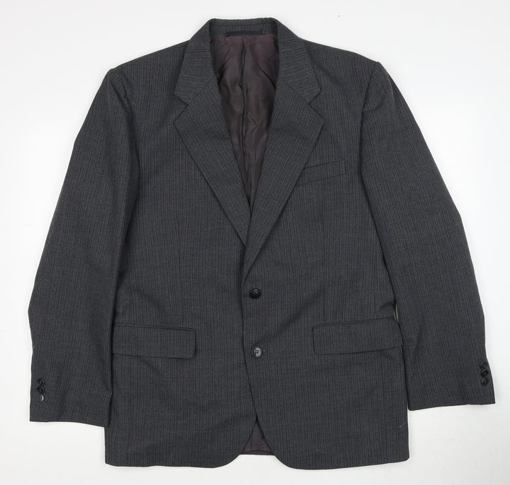 Preworn Mens Grey Polyester Jacket Suit Jacket Size 42 Regular