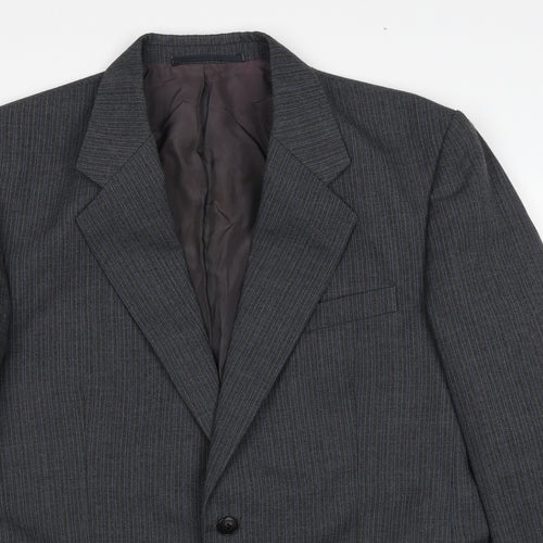 Preworn Mens Grey Polyester Jacket Suit Jacket Size 42 Regular