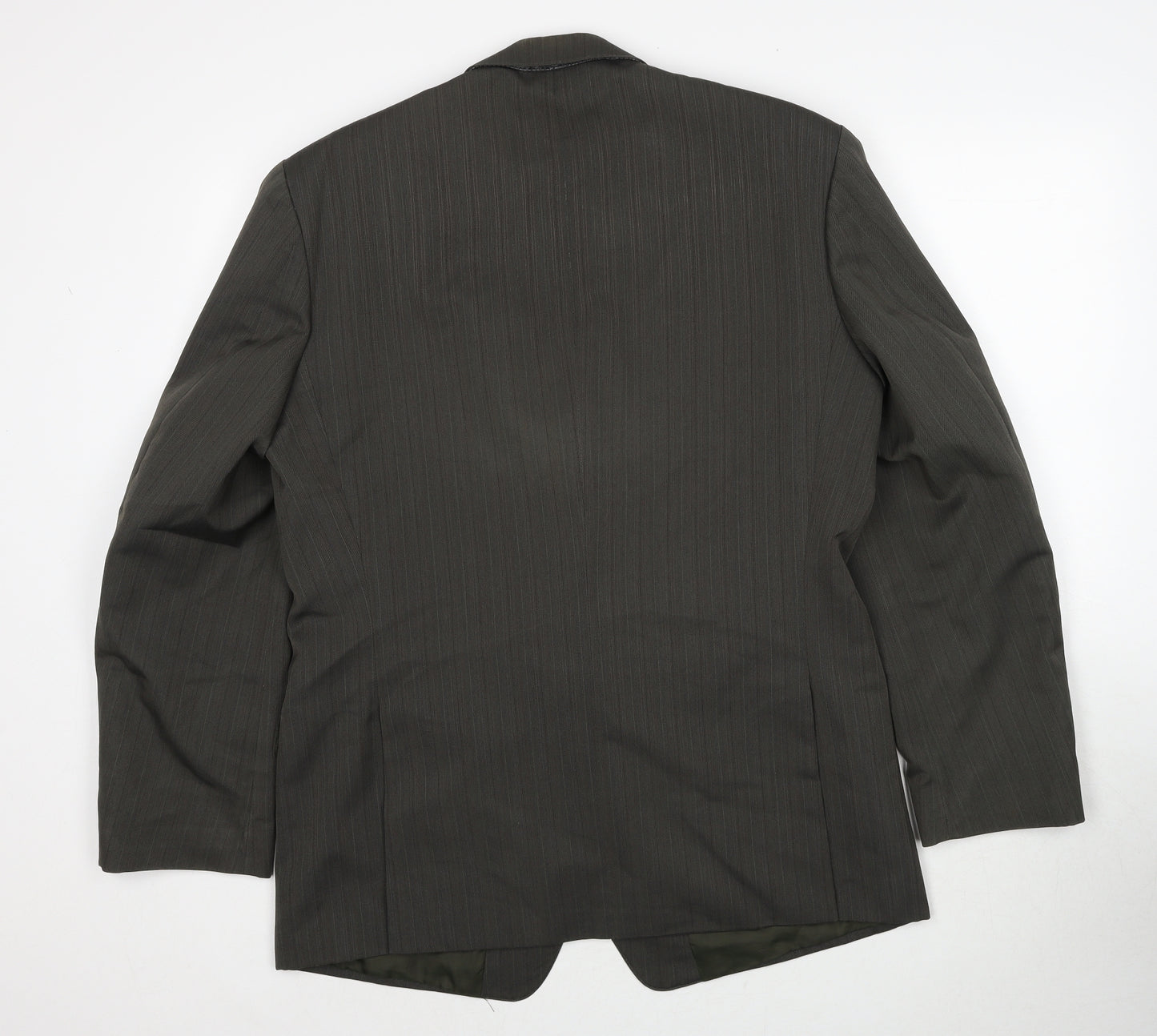 Wellington Mens Green Striped Polyester Jacket Suit Jacket Size 42 Regular