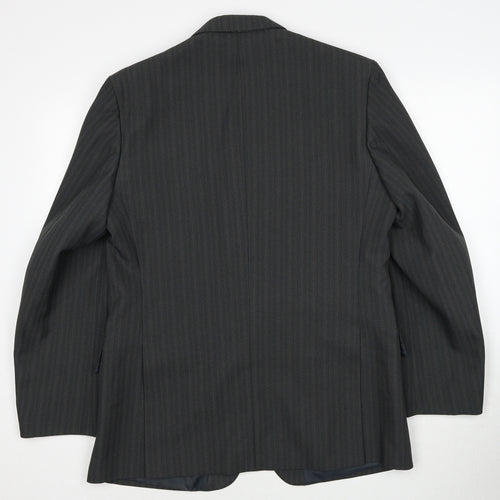GreenWoods Mens Grey Striped Polyester Jacket Suit Jacket Size 42 Regular