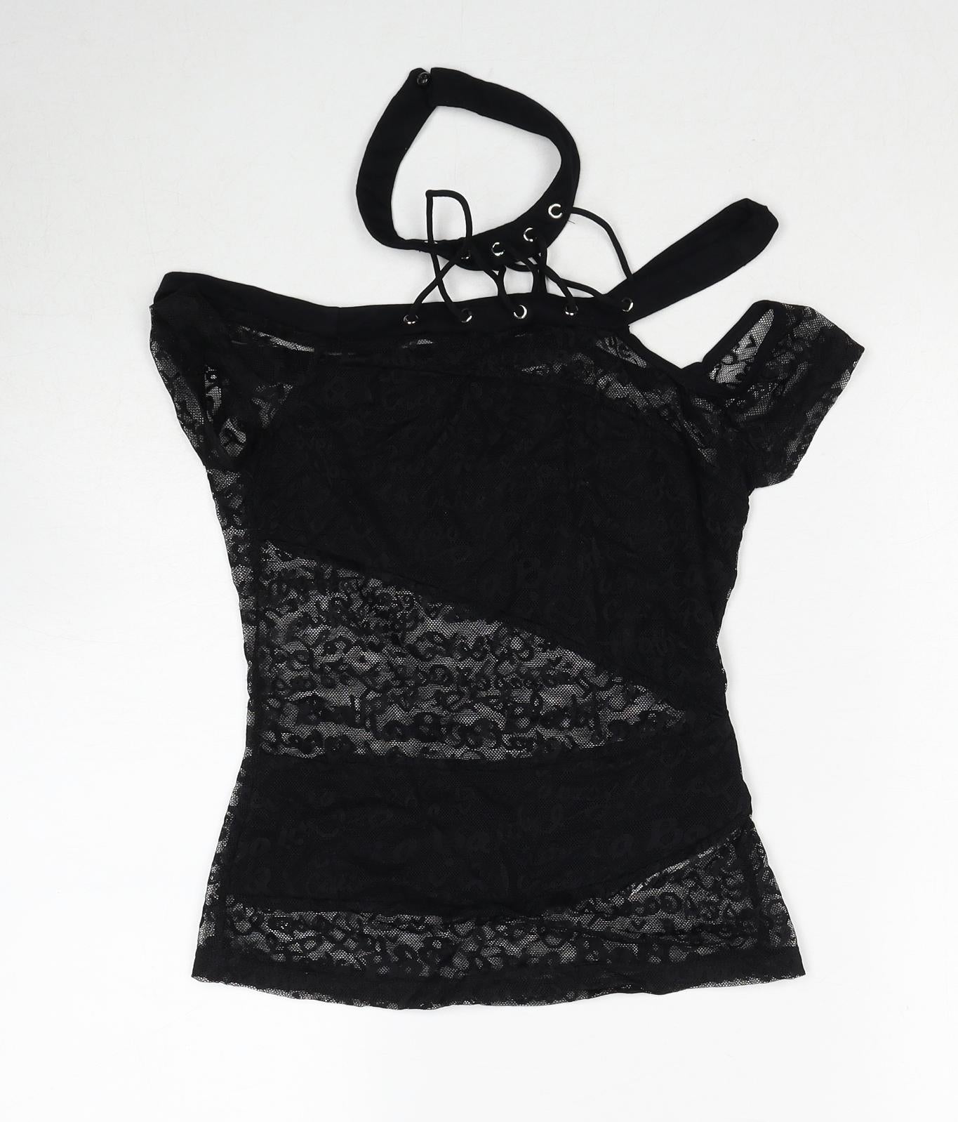 SheIn Womens Black Polyester Basic Blouse Size S Off the Shoulder