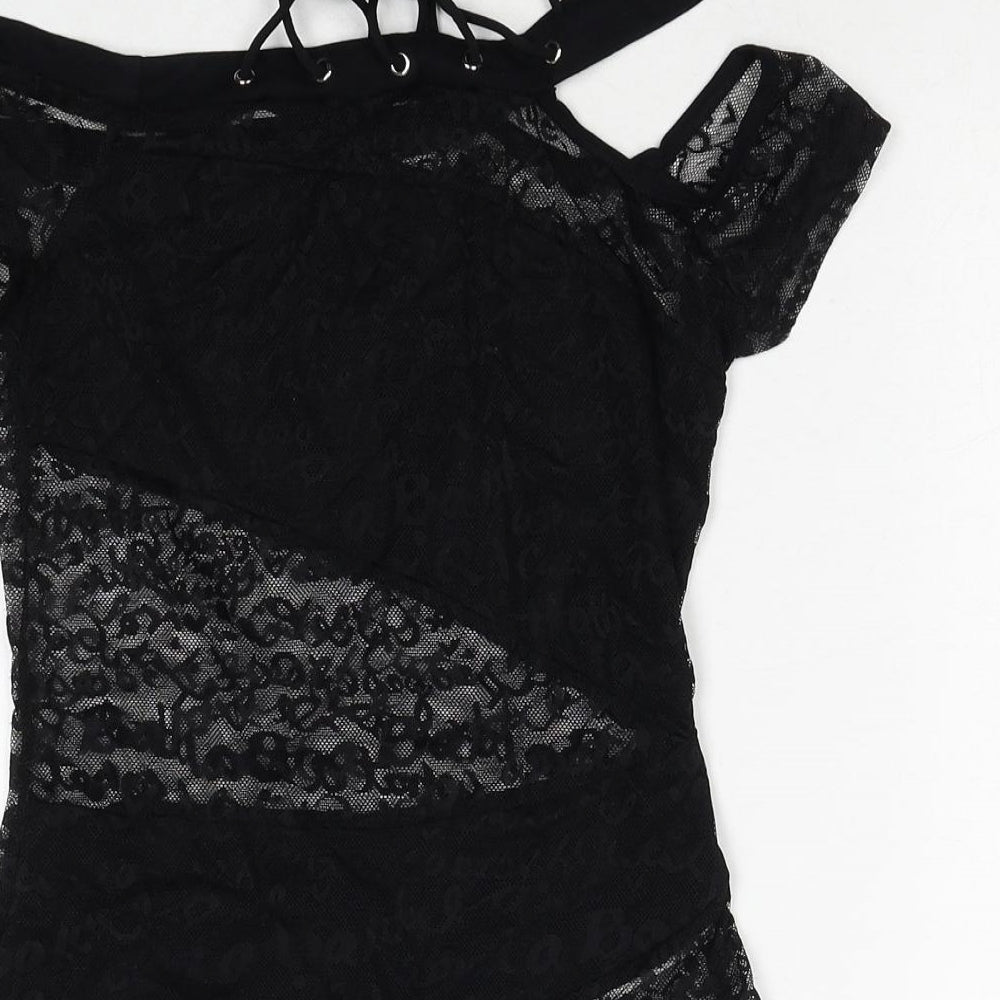 SheIn Womens Black Polyester Basic Blouse Size S Off the Shoulder