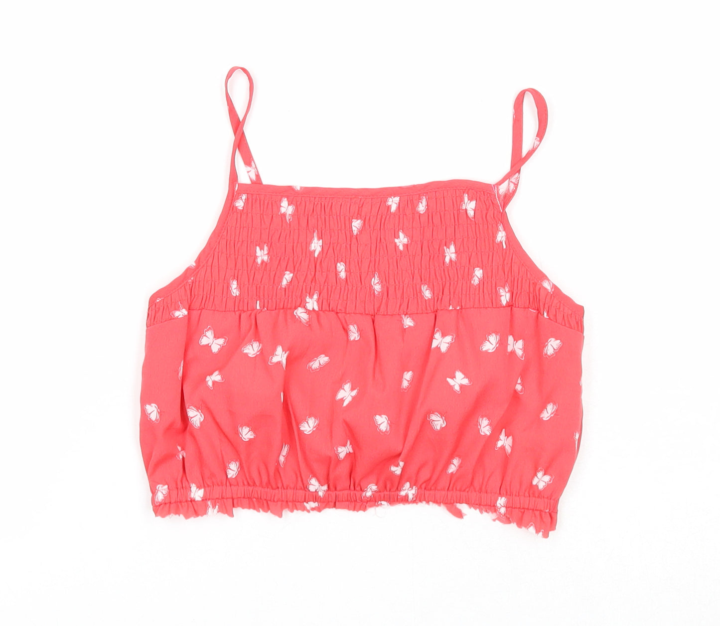I love girls wear Girls Pink Geometric Polyester Basic Tank Size 6-7 Years Square Neck Pullover - Butterfly