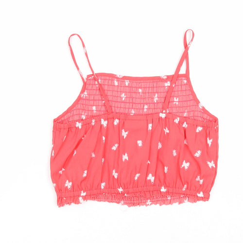 I love girls wear Girls Pink Geometric Polyester Basic Tank Size 6-7 Years Square Neck Pullover - Butterfly
