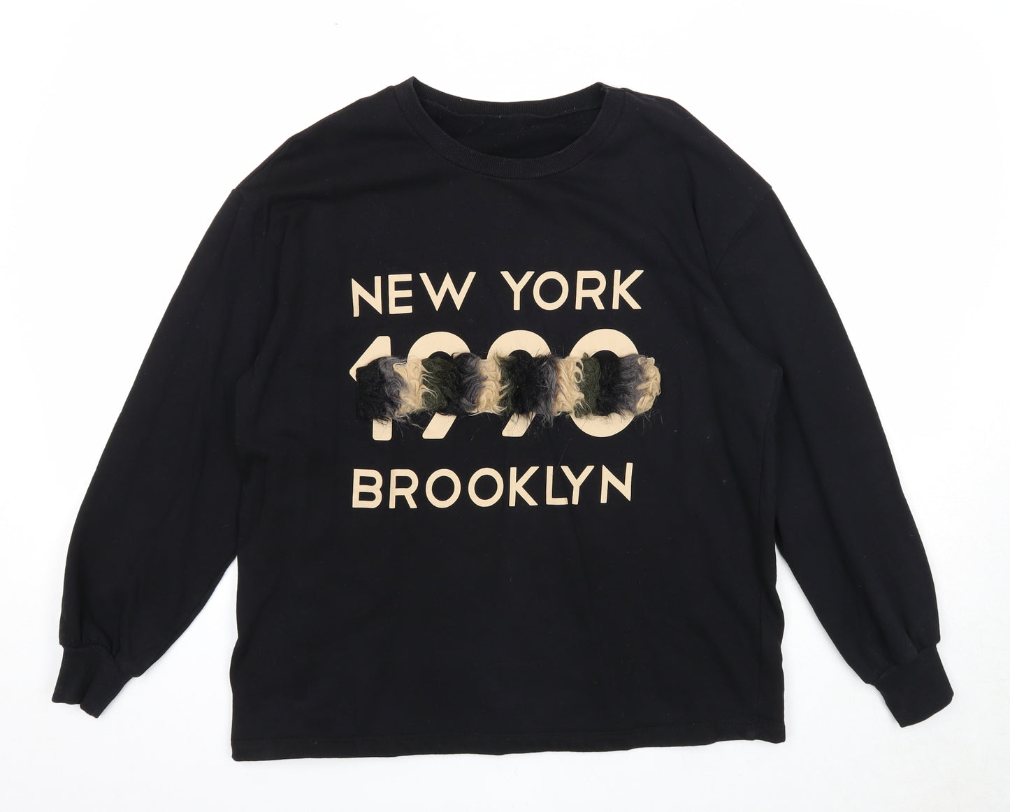 PEP&CO Womens Black Cotton Pullover Sweatshirt Size 14 Pullover - New York 1990 Brooklyn
