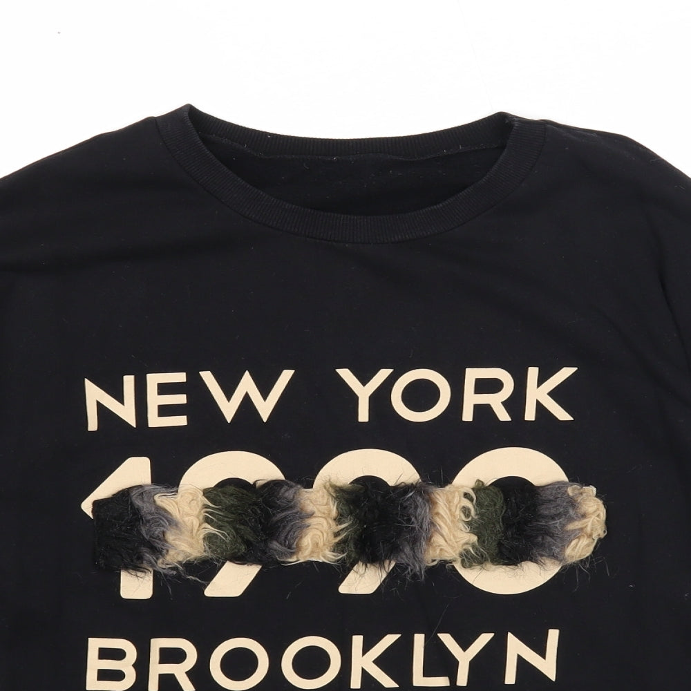PEP&CO Womens Black Cotton Pullover Sweatshirt Size 14 Pullover - New York 1990 Brooklyn