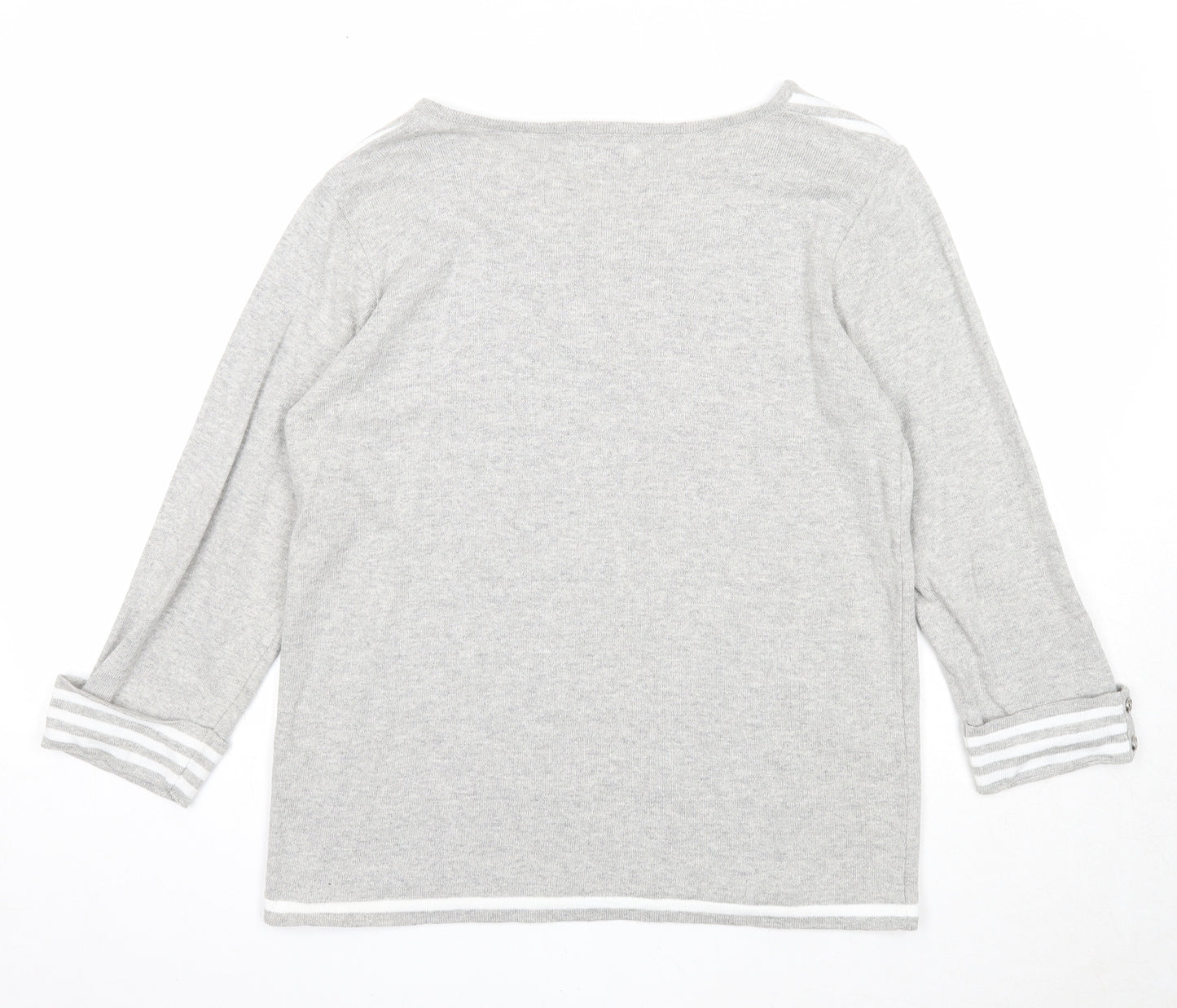 Abifel Womens Grey V-Neck Acrylic Pullover Jumper Size 16