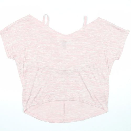 New Look Womens Pink Viscose Basic Blouse Size M V-Neck