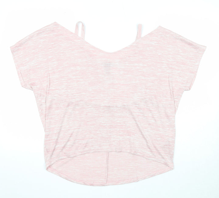 New Look Womens Pink Viscose Basic Blouse Size M V-Neck