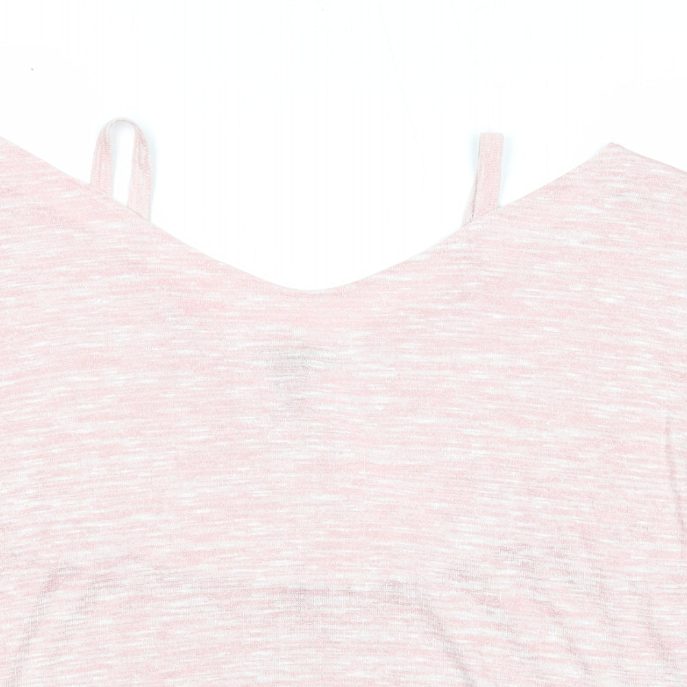 New Look Womens Pink Viscose Basic Blouse Size M V-Neck