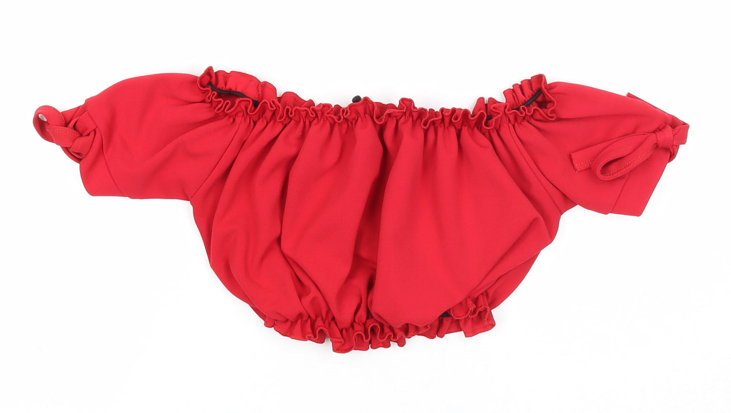 Stylewise Womens Red Polyester Cropped Blouse Size 6 Off the Shoulder