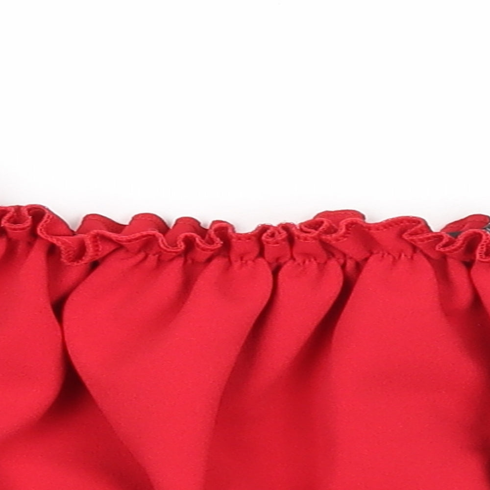 Stylewise Womens Red Polyester Cropped Blouse Size 6 Off the Shoulder