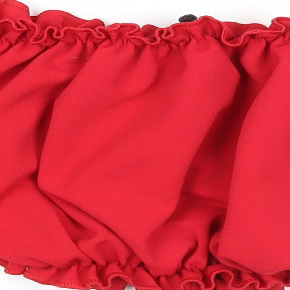 Stylewise Womens Red Polyester Cropped Blouse Size 6 Off the Shoulder