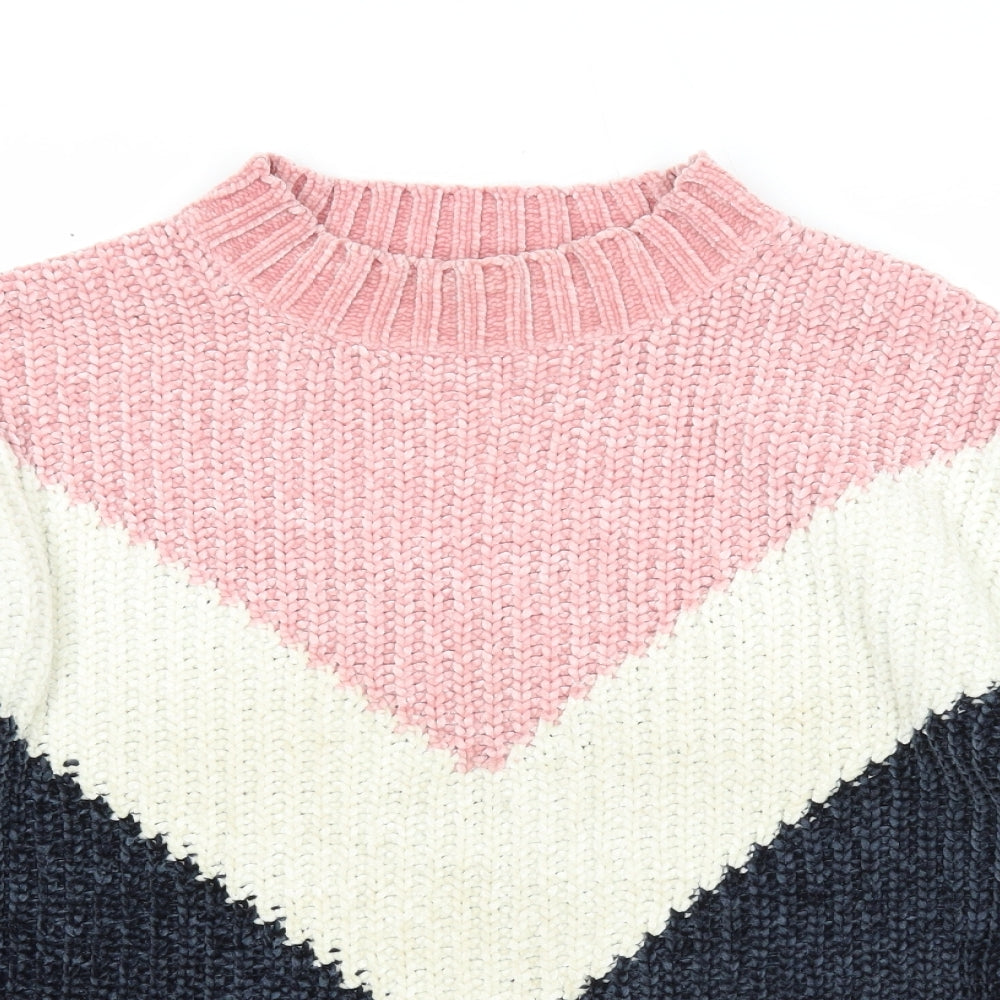 Primark Womens Multicoloured Round Neck Geometric Polyester Pullover Jumper Size 6 - Size 6-8