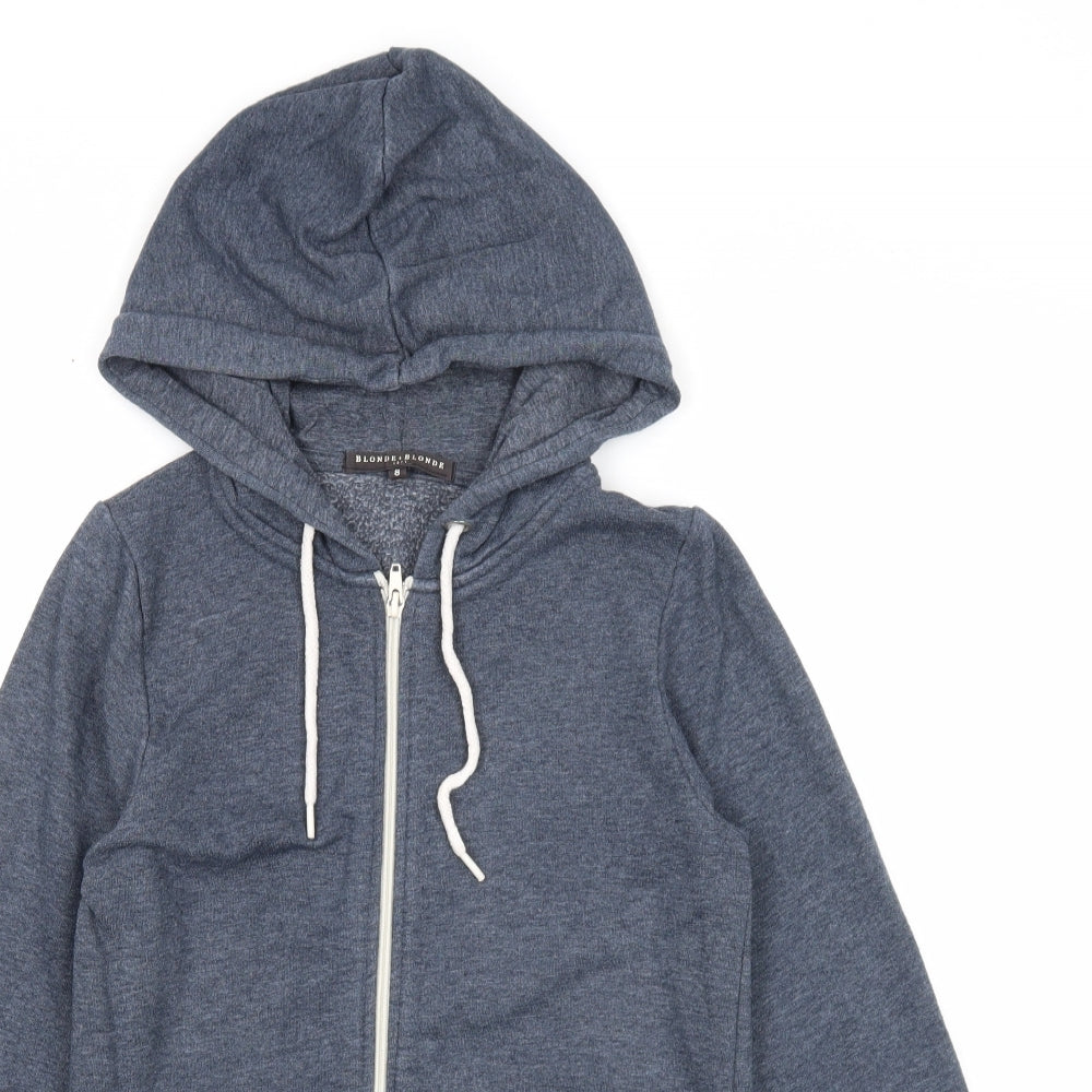 Blonde+Blonde Womens Blue Polyester Full Zip Hoodie Size 8 Zip
