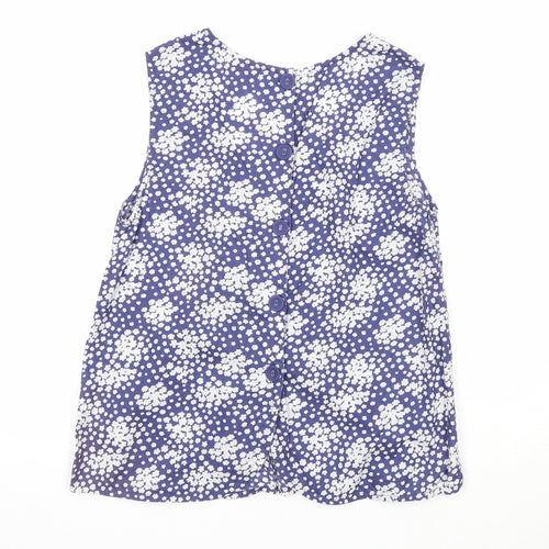 River Island Womens Blue Floral Cotton Basic Tank Size 8 Scoop Neck