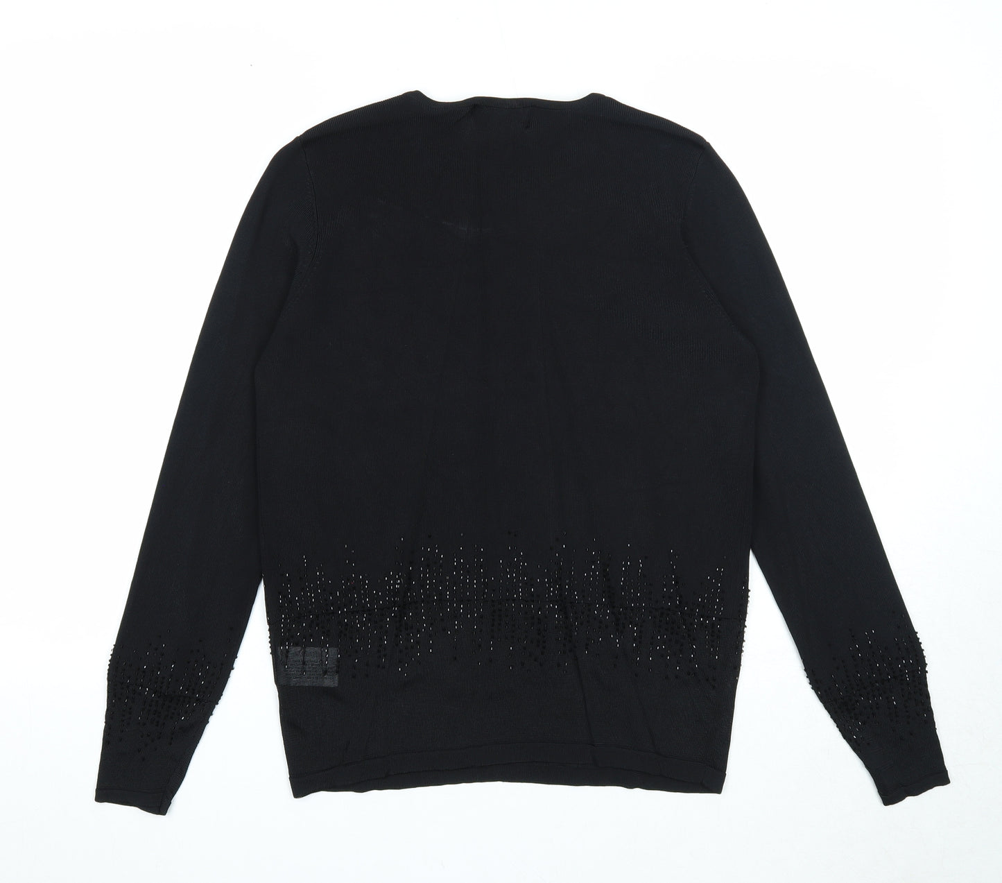 Jumper Womens Black Round Neck Viscose Pullover Jumper Size M