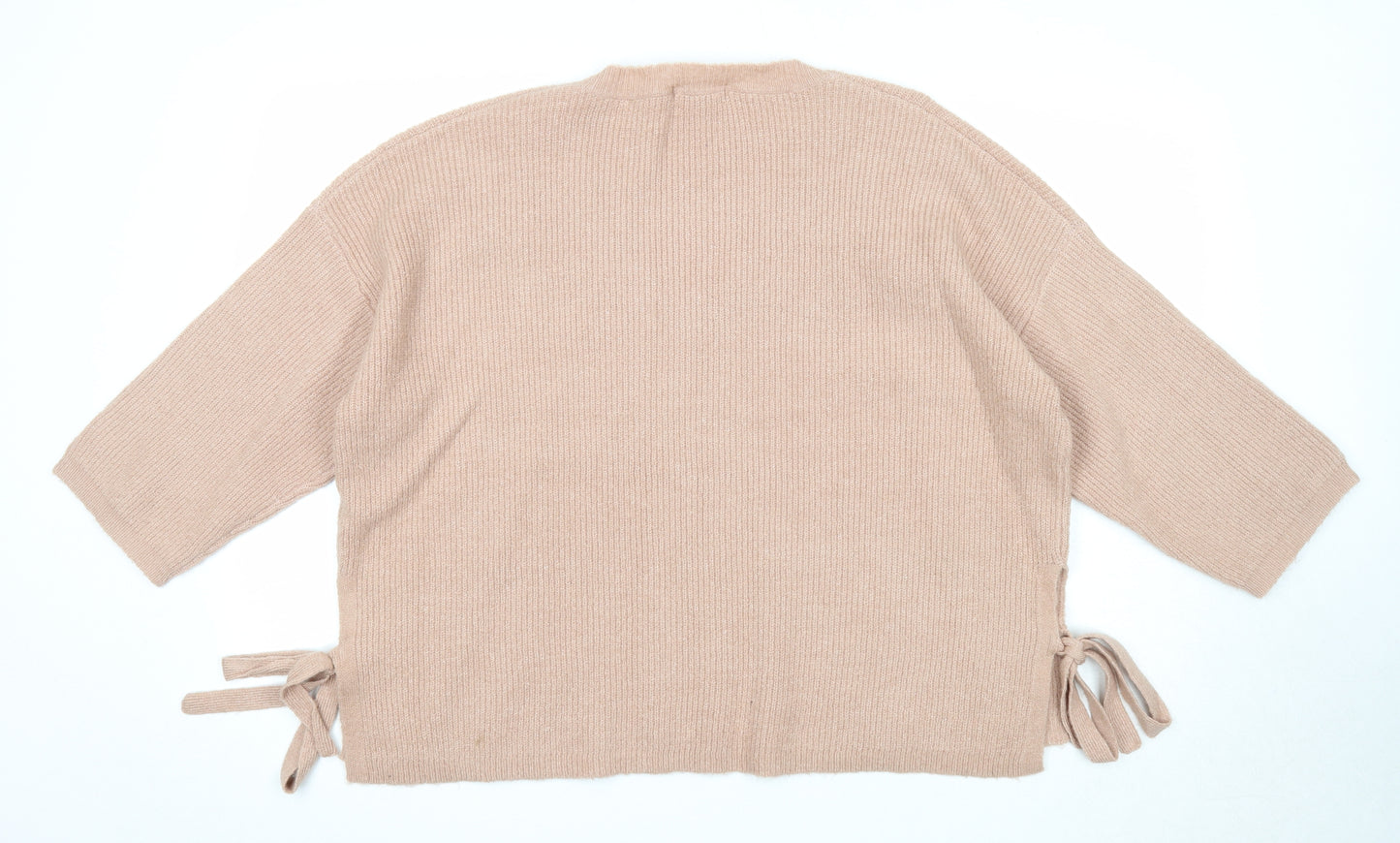 TU Womens Beige V-Neck Acrylic Pullover Jumper Size 20