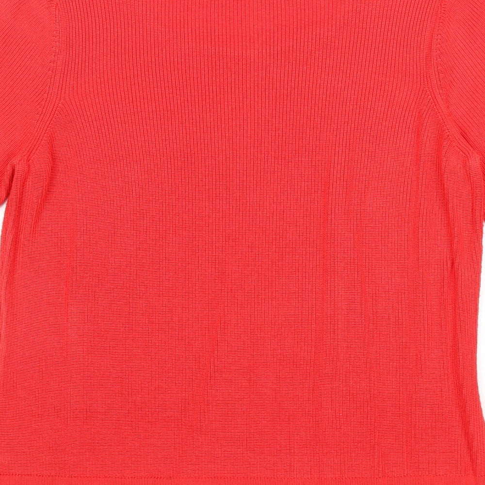 Marks and Spencer Womens Red Round Neck Viscose Pullover Jumper Size 12