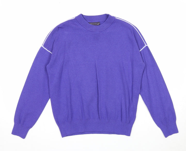 Marks and Spencer Womens Purple Round Neck Viscose Pullover Jumper Size M
