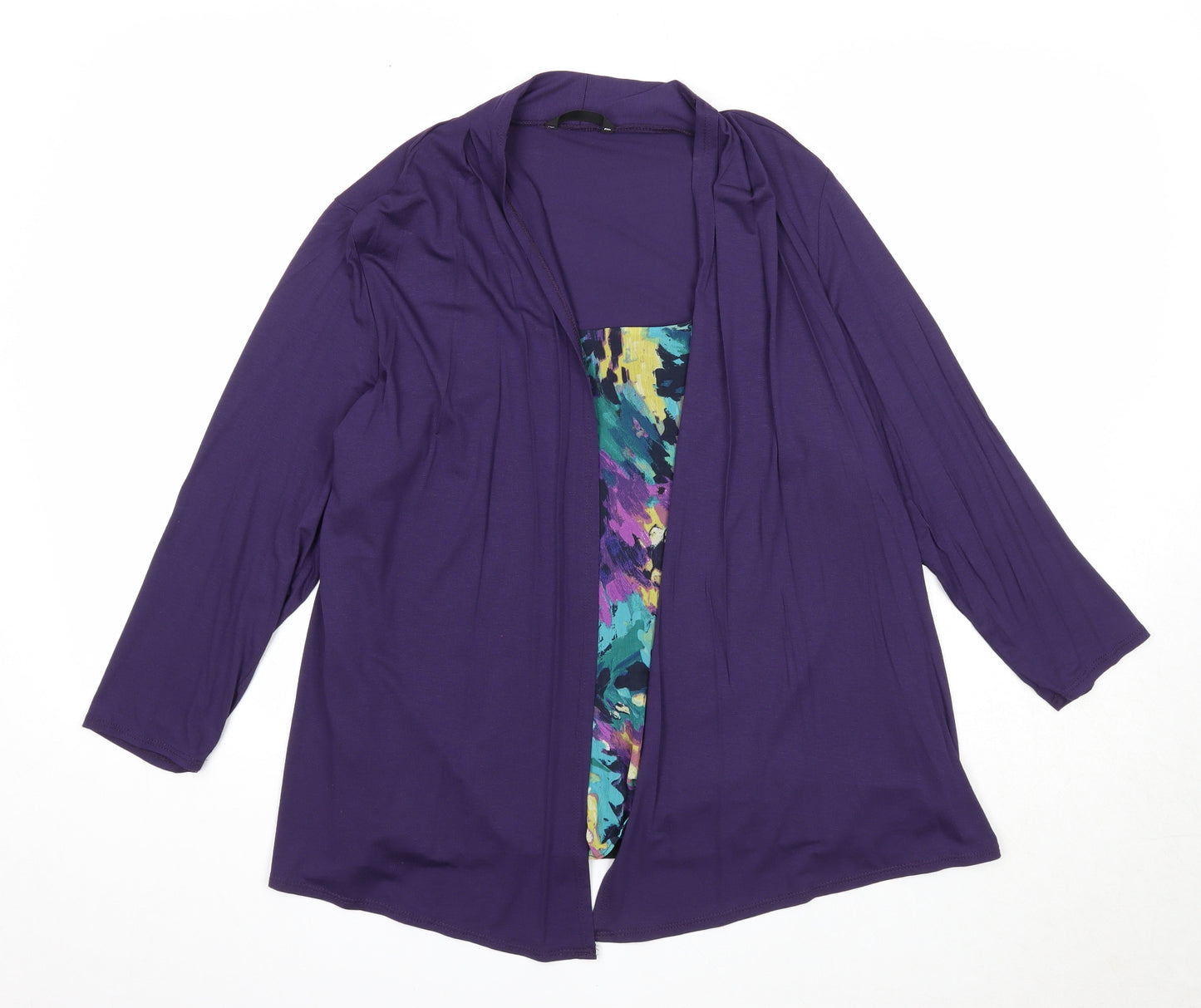 George Womens Purple Geometric Viscose Basic Blouse Size 16 V-Neck - Twin Set