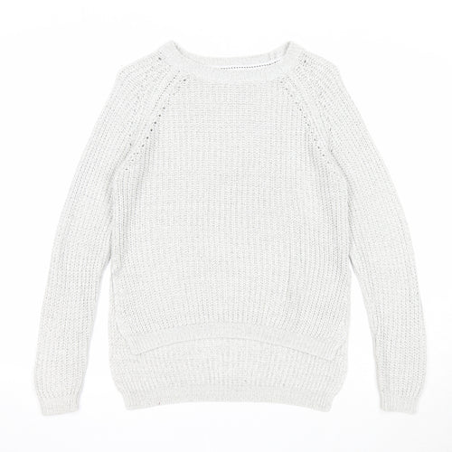 Papaya Womens Ivory Boat Neck Acrylic Pullover Jumper Size S