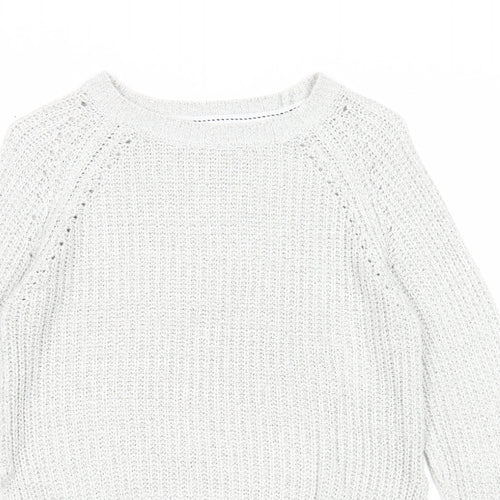 Papaya Womens Ivory Boat Neck Acrylic Pullover Jumper Size S