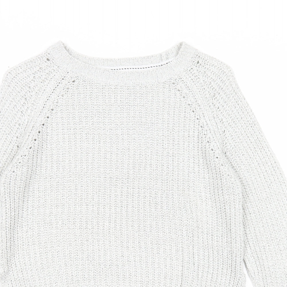 Papaya Womens Ivory Boat Neck Acrylic Pullover Jumper Size S
