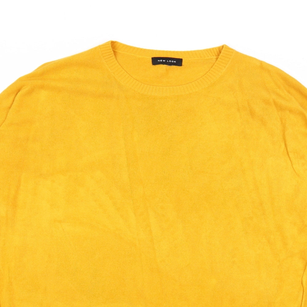 New Look Womens Yellow Round Neck Acrylic Pullover Jumper Size 14