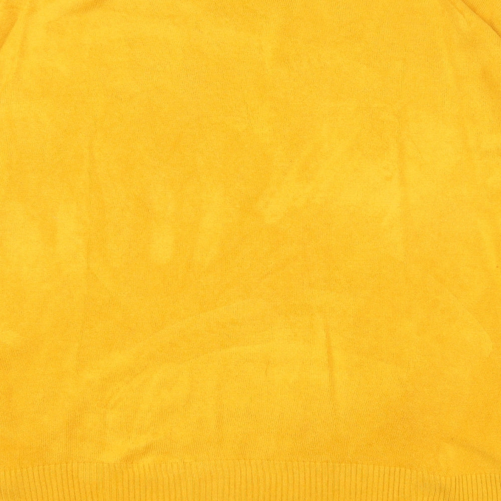 New Look Womens Yellow Round Neck Acrylic Pullover Jumper Size 14